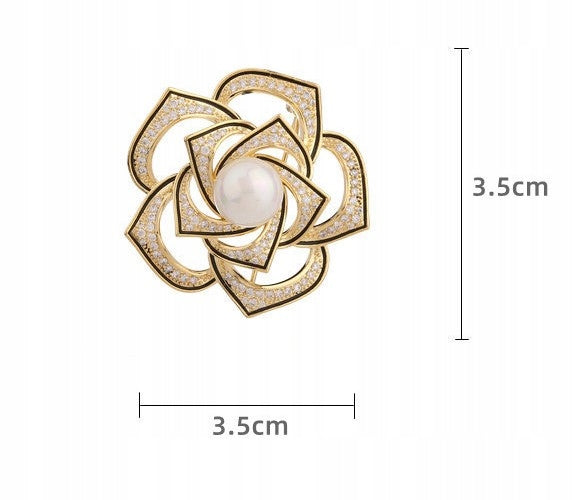 Broche fleur à zircons