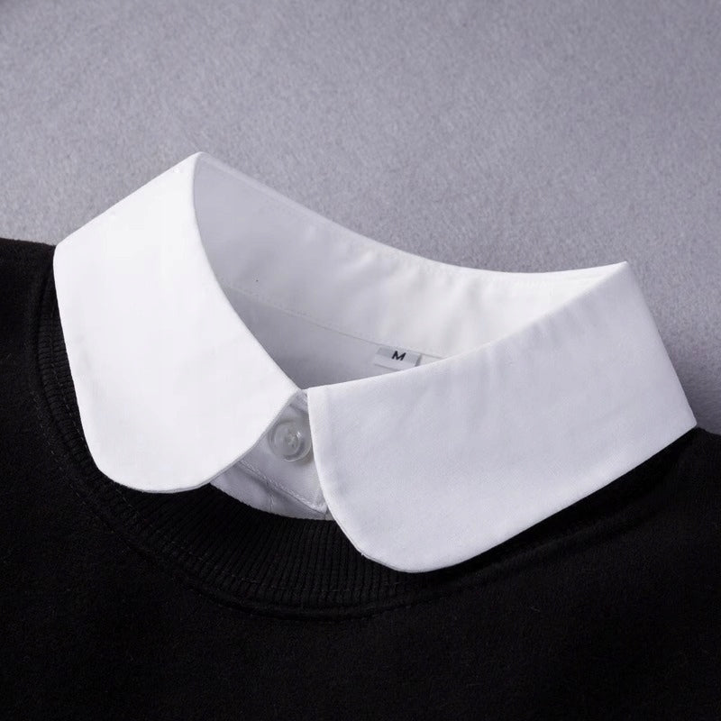 Women's Plain White Detachable Shirt Collar with Button Fastening