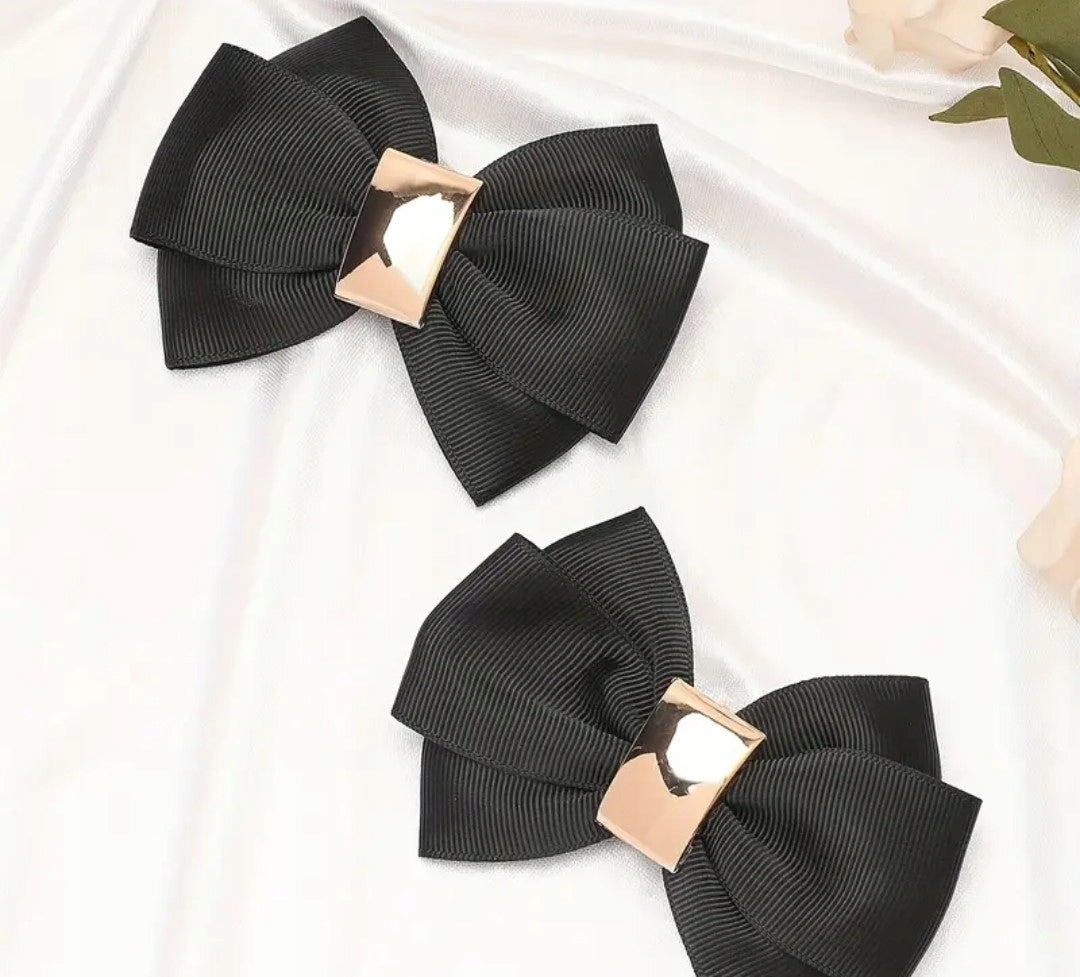 Clipsuri pentru pantofi în formă de fundă – negre