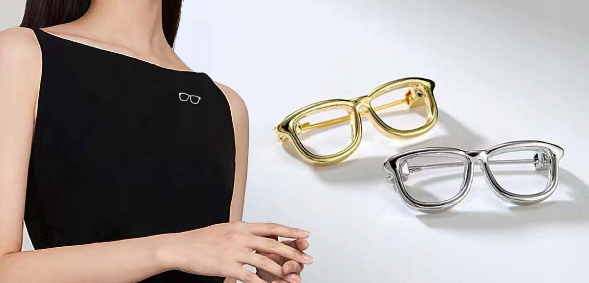 Brosche Brille – silberfarben