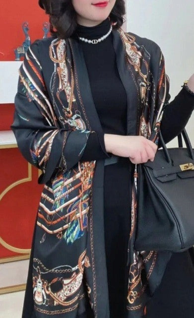 Women's Elegant Large Silk-Effect Scarf — Beautiful, Sophisticated Style, 180×90 cm