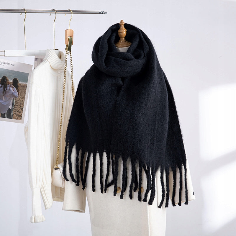 Damen-Winterschal 200 × 40 cm – schwarz