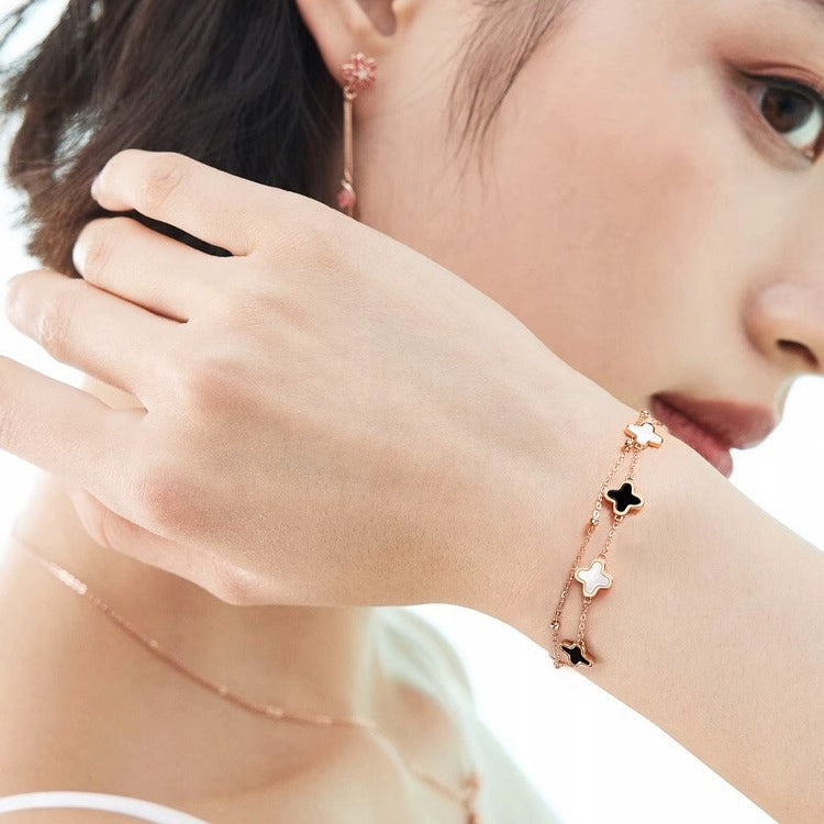 Sterling Silver Bracelet – Pink & Gold-Tone