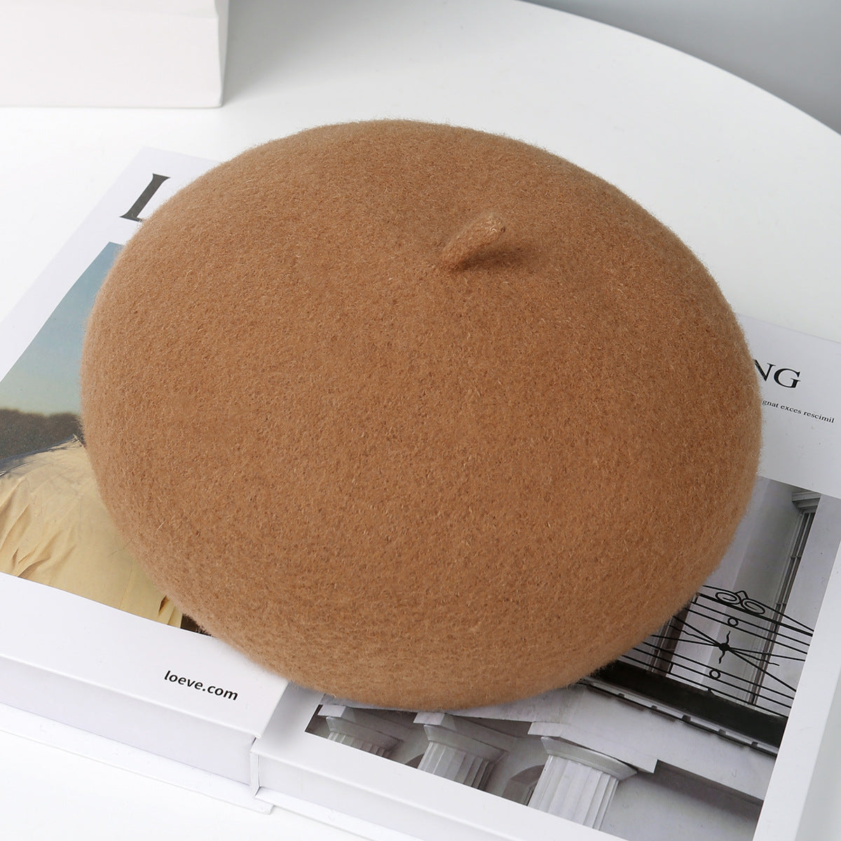 Women's Elegant Brown French-Style Beret — Classic Design with a Stem