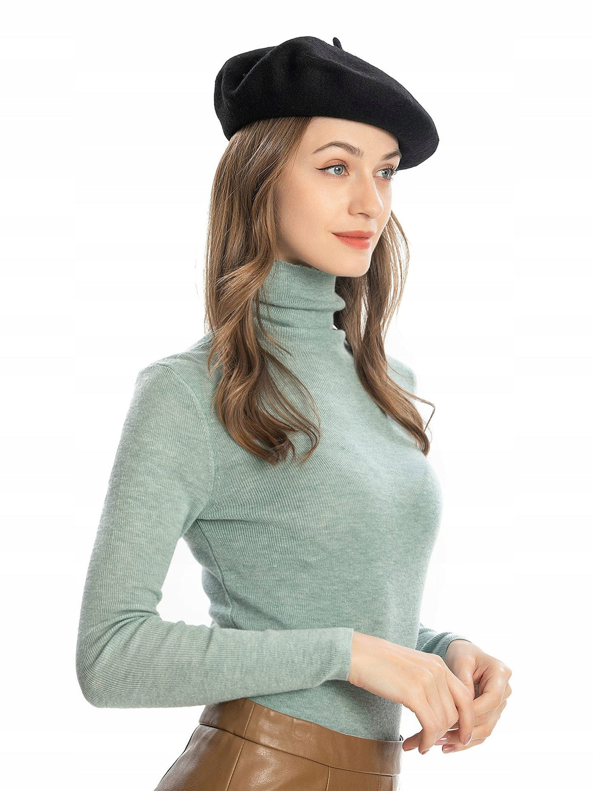 Französische Damen-Baskenmütze – schwarz
