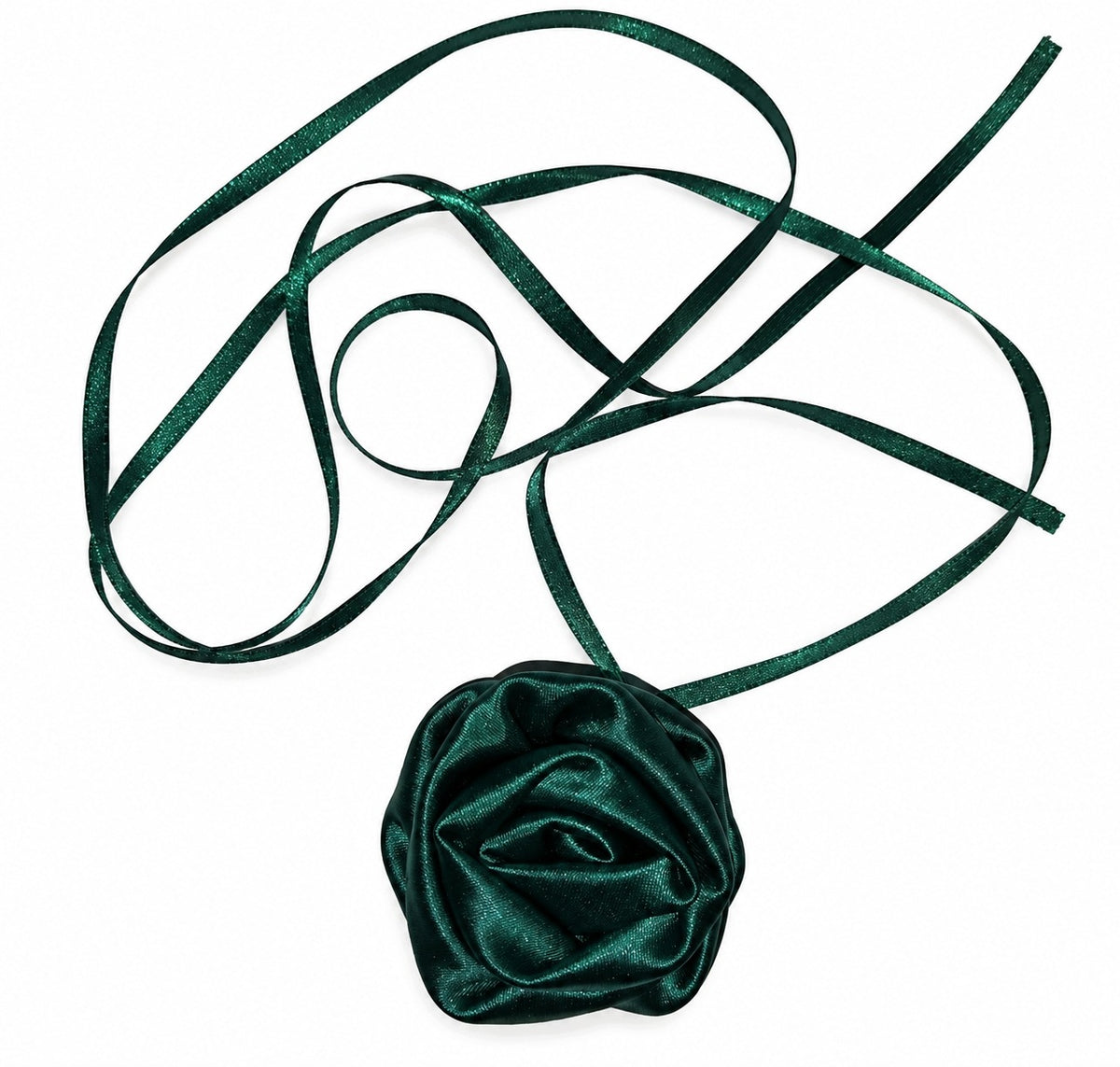 Satin-Choker mit Rose – dunkelgrün – Produktansicht
