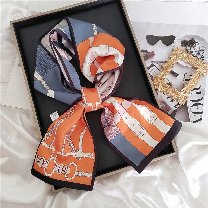 Silk-Effect Square Scarf 13 × 150 cm