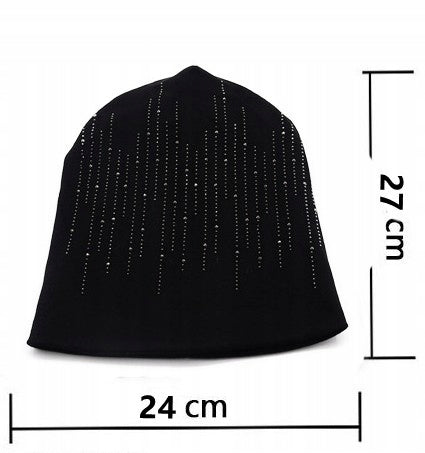 Women's Beanie with Rhinestones – Black
