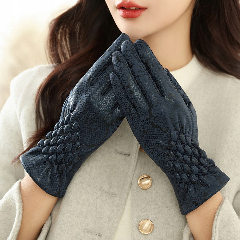 Women's Leather Gloves – Navy