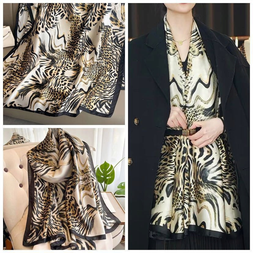 Women's Elegant Large Silk-Effect Scarf — Beautiful, Sophisticated Style, 180×90 cm