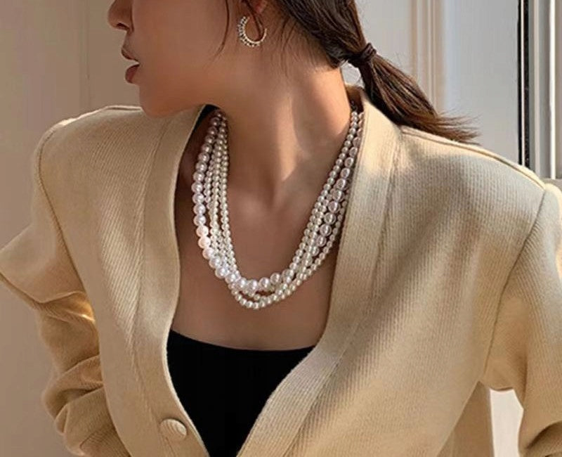 Elegant White Glass Pearl Necklace — Stylish Classic Jewellery