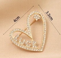 Brosche Herz mit Zirkonia – goldfarben