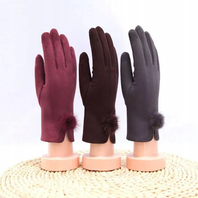 Women's Suede-Effect Gloves – Black