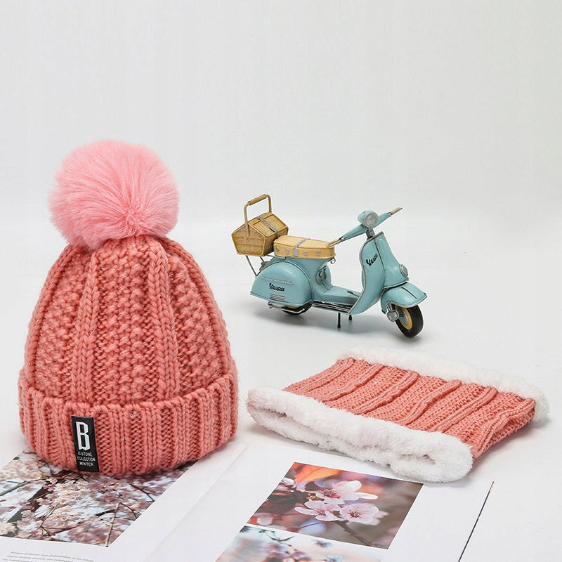 Winter Hat and Snood Set – Pink