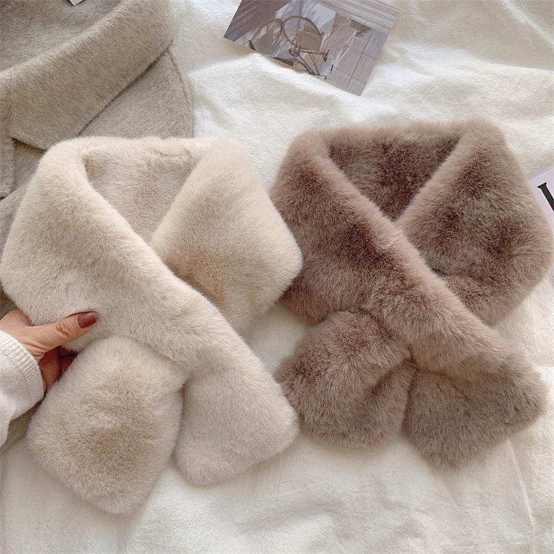 Women's Faux-Fur Scarf 80 × 13 cm – Beige