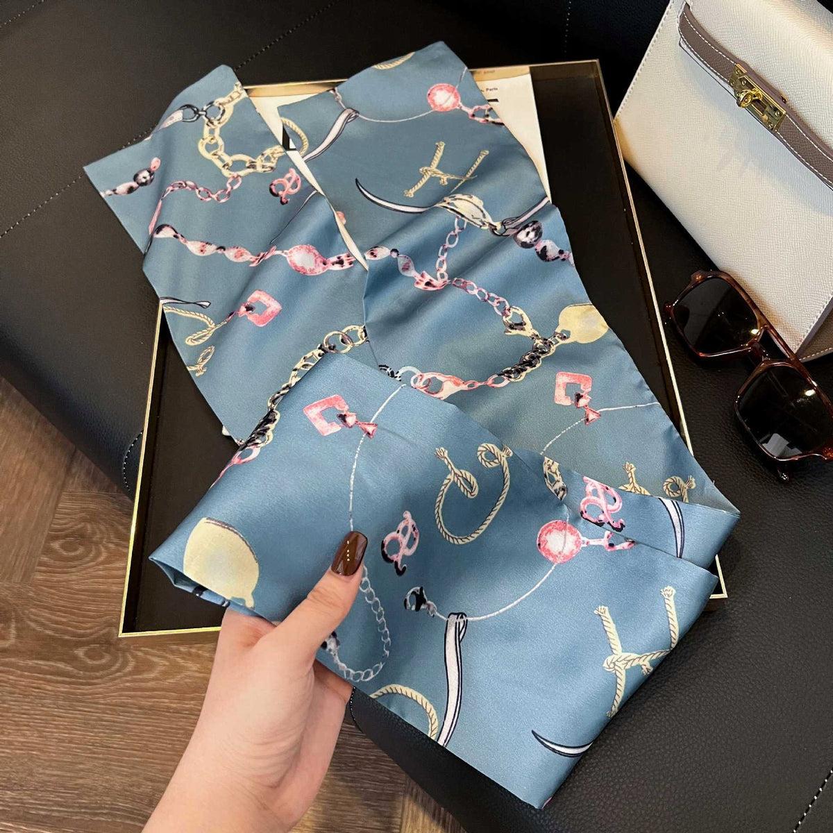 Silk-Effect Square Scarf 15 × 143 cm