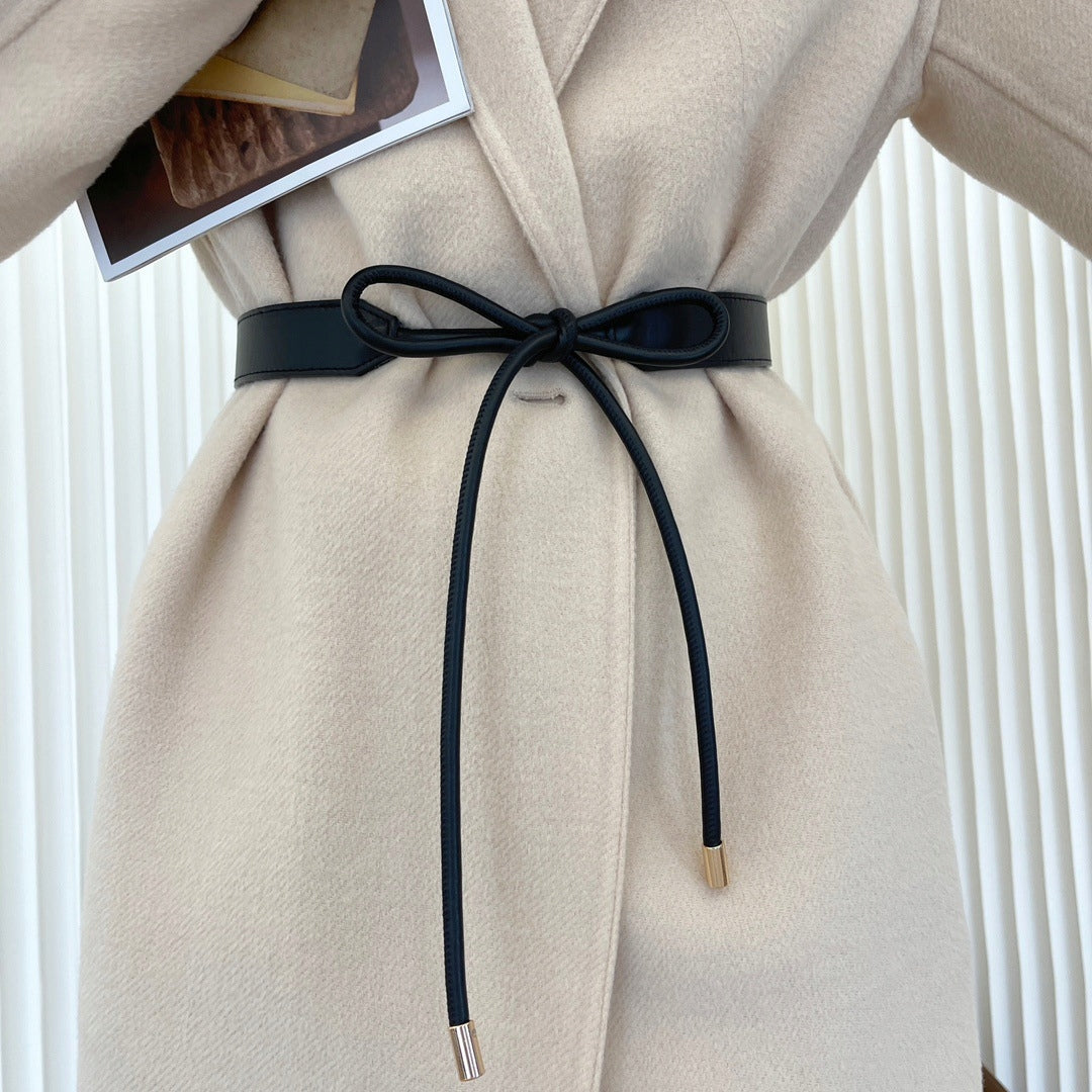 Women's Black Faux Leather Tie-Waist Belt — Elegant Fashion Accessory