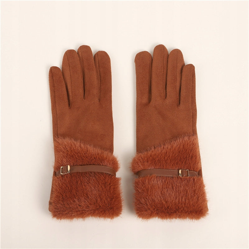 Brown Women's Faux-Leather Winter Gloves — Elegant Accessories
