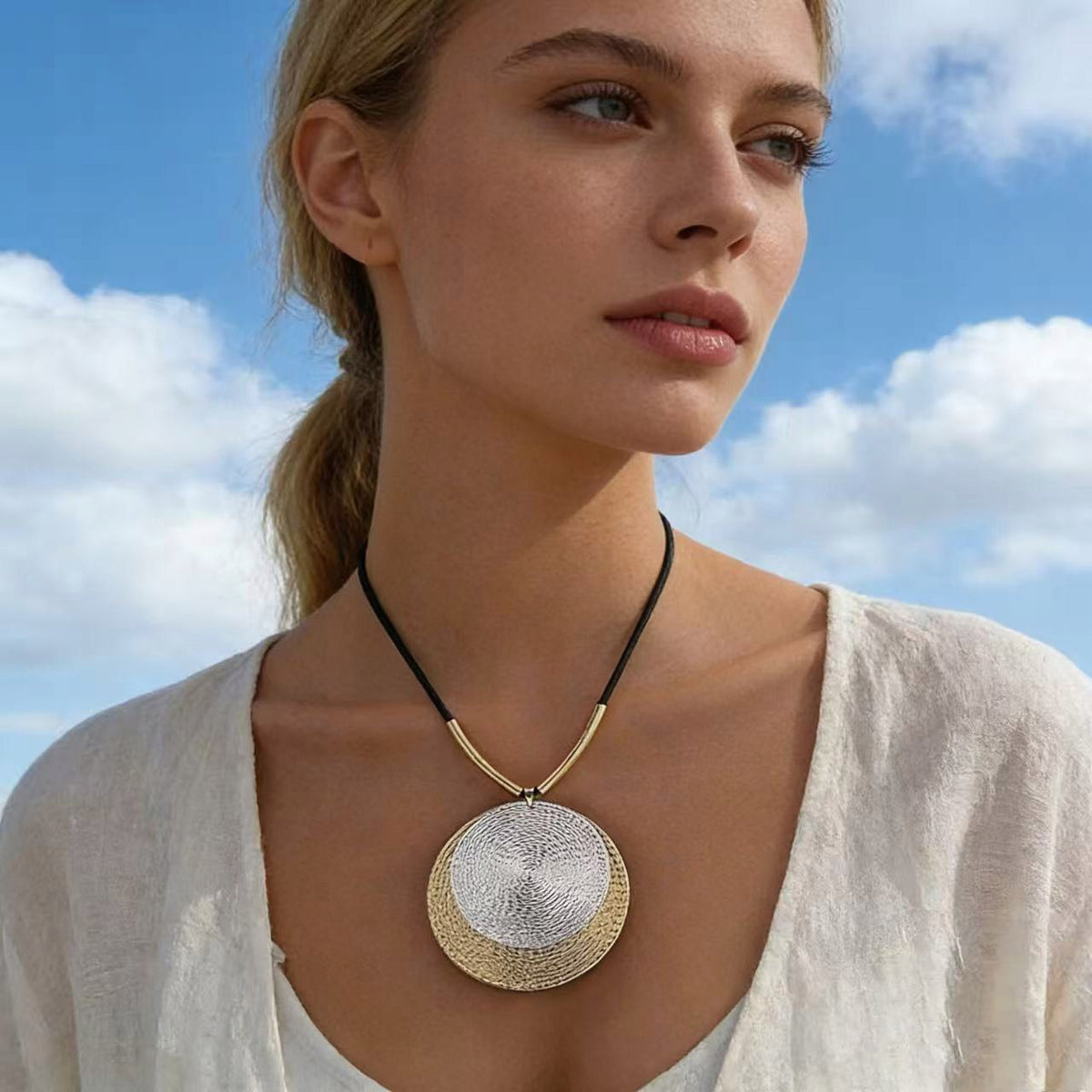 Women's Circle Necklace – Gold-Tone & Silver-Tone