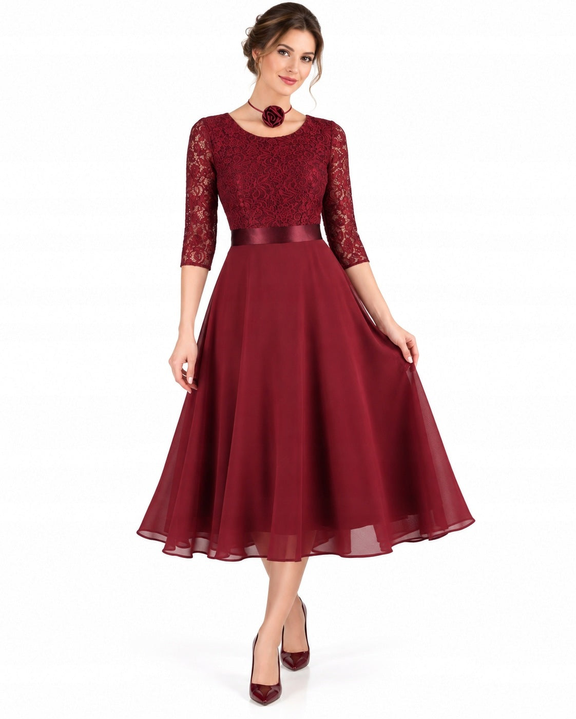 Sukienka ESTERA | color:bordowy