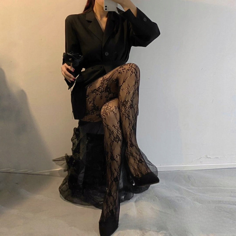 eleganckie DAMSKIE RAJSTOPY koronkowe siateczkowe elastyczne S M L modne