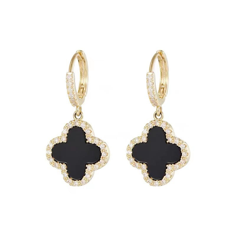 Pendientes de mujer con circonitas – plateado y negro