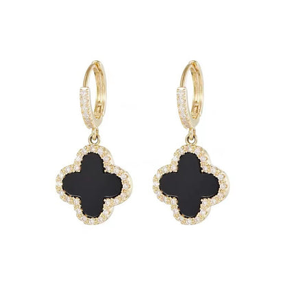 Pendientes de mujer con circonitas – plateado y negro