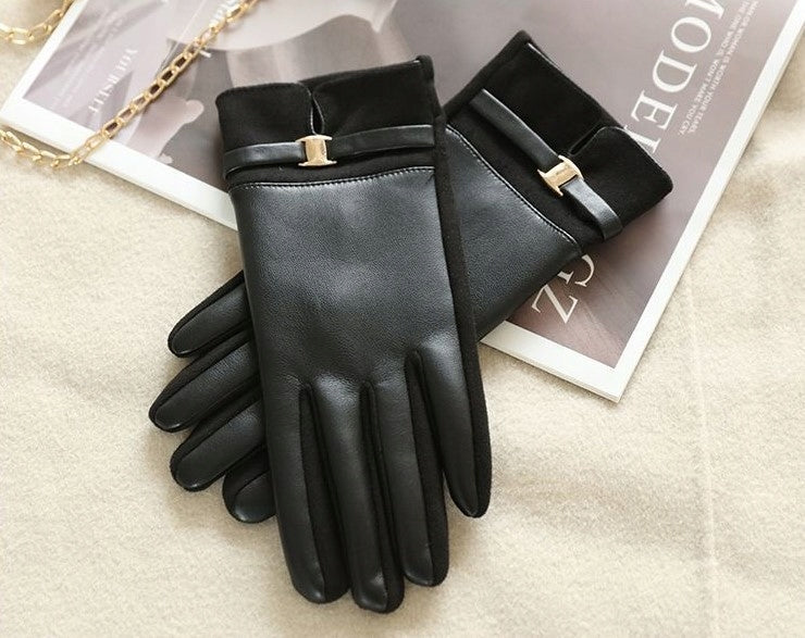 Gants en similicuir pour femme – noir