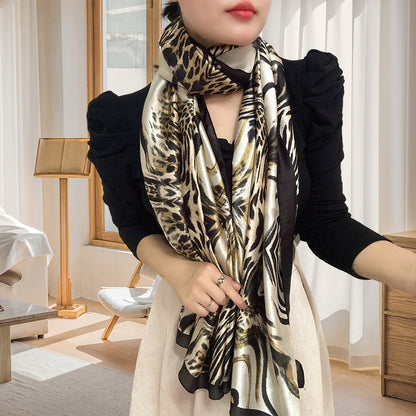 Women's Elegant Large Silk-Effect Scarf — Beautiful, Sophisticated Style, 180×90 cm