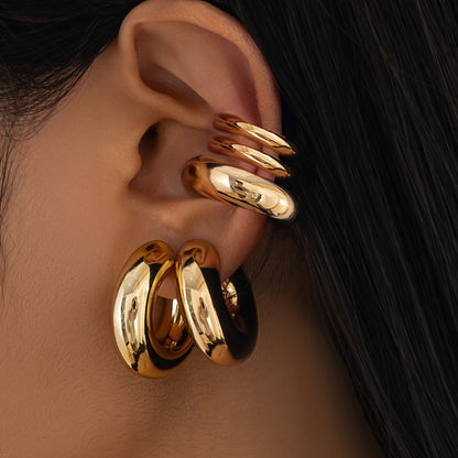 Elegant Women's Gold-Tone Stud Earring Set