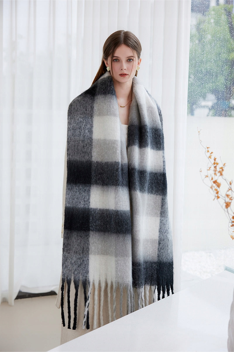 Écharpe d’hiver pour femme 200 × 40 cm – blanc
