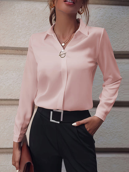 Women's Elegant Collared Shirt — Blush Pink