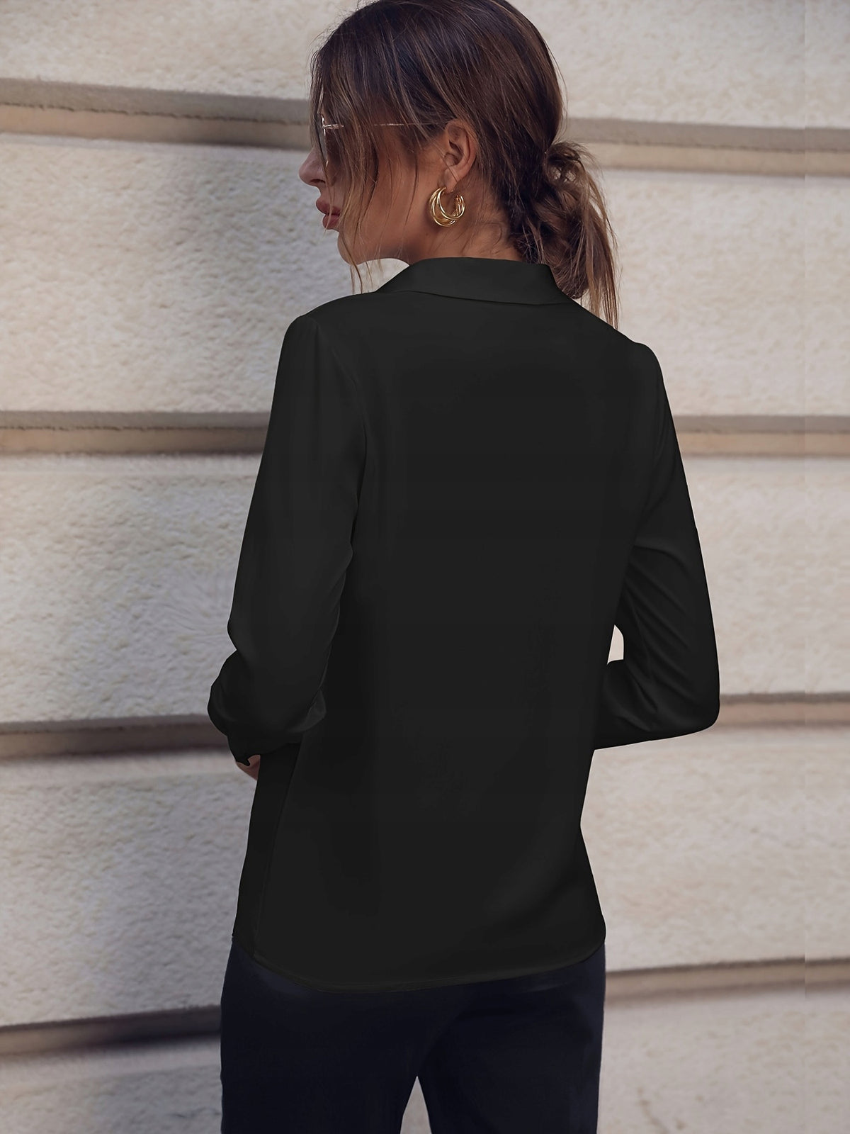 Women's Elegant Collared Shirt — Black