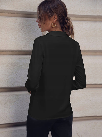 Women's Elegant Collared Shirt — Black