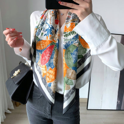 Pañuelo de mujer de imitación de seda 90 × 90 cm – multicolor