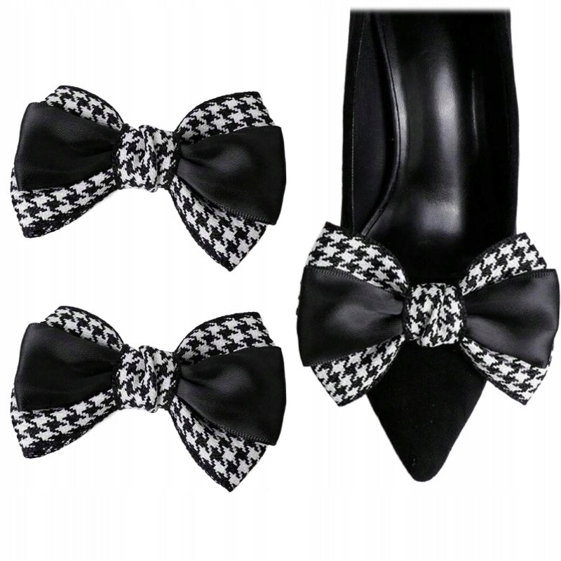 Satin-Schuhclips in Schleifenform – schwarz