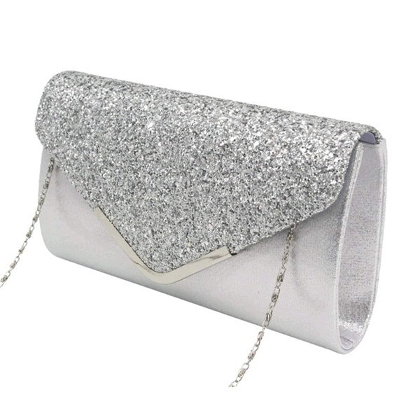 Glitzer-Clutch – silberfarben