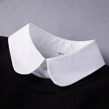 Women's Plain White Detachable Shirt Collar with Button Fastening
