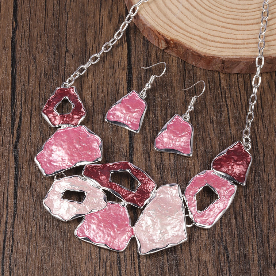 Necklace & Earrings Set – Pink
