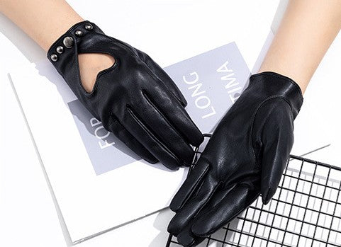Damenhandschuhe aus Kunstleder – schwarz