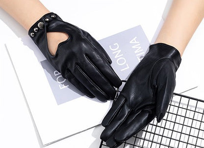 Damenhandschuhe aus Kunstleder – schwarz