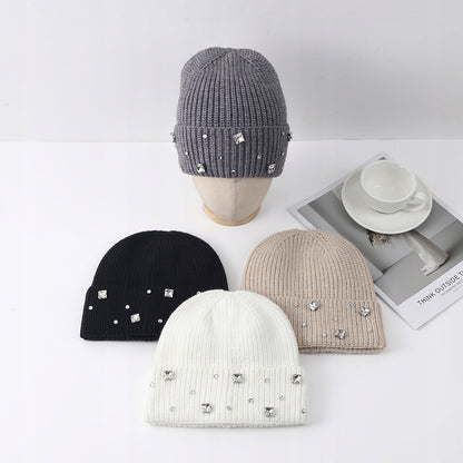 Gorro de mujer con circonitas – beige