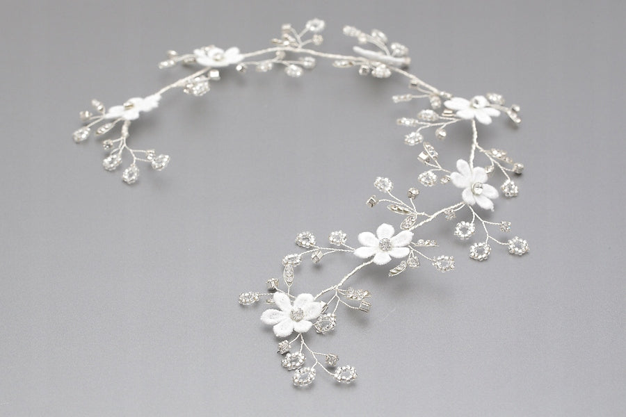 Braut-Haarzweig mit Blumen 44 cm
