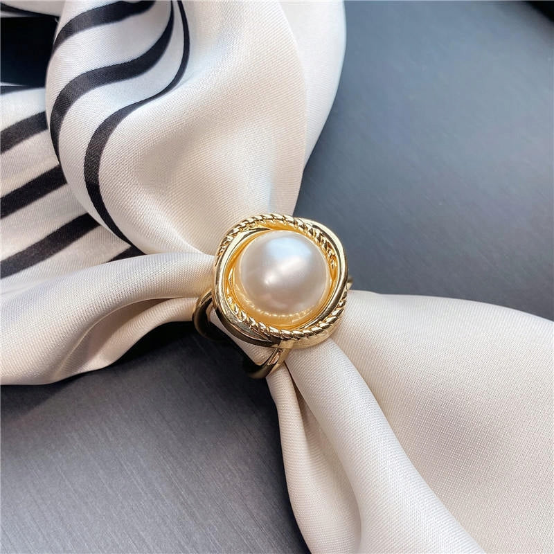 Anneau de foulard à perle – doré