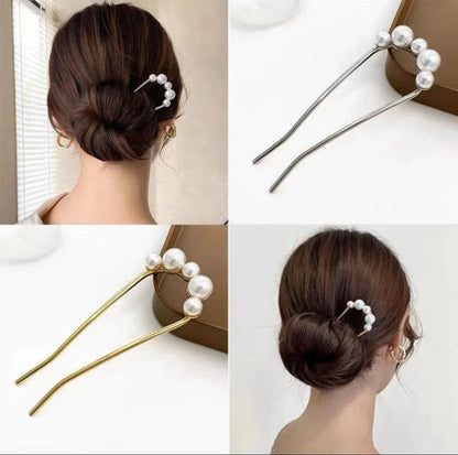 Barrette à perles – blanc et argenté