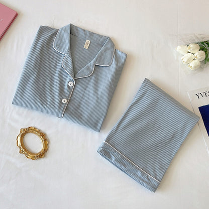 Pijama de mujer con botones – azul, liso