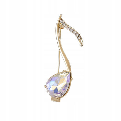 Brosche Musiknote mit Zirkonia – goldfarben