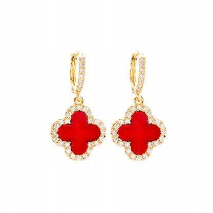 Boucles d’oreilles à zircons pour femme – rouge