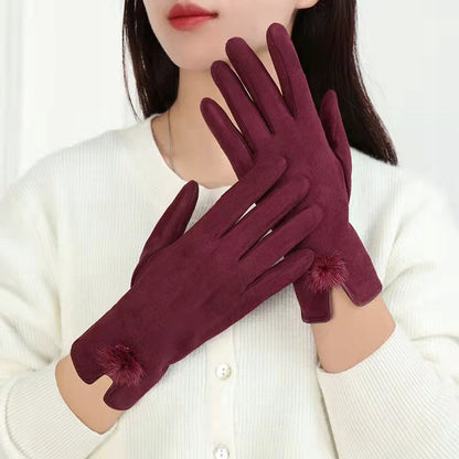 Gants en tissu suédé pour femme – bordeaux