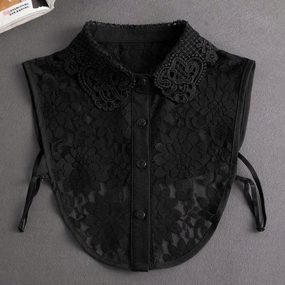 Cuello desmontable de encaje de mujer – negro